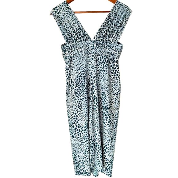 BCBGMAXAZRIA Teal Green Abstract Bodycon Sweetheart Ruched Twist-Knot Dress Sz S - Picture 13 of 15